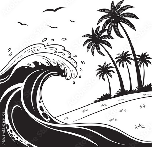 Fototapeta vector illustration of a tropical island