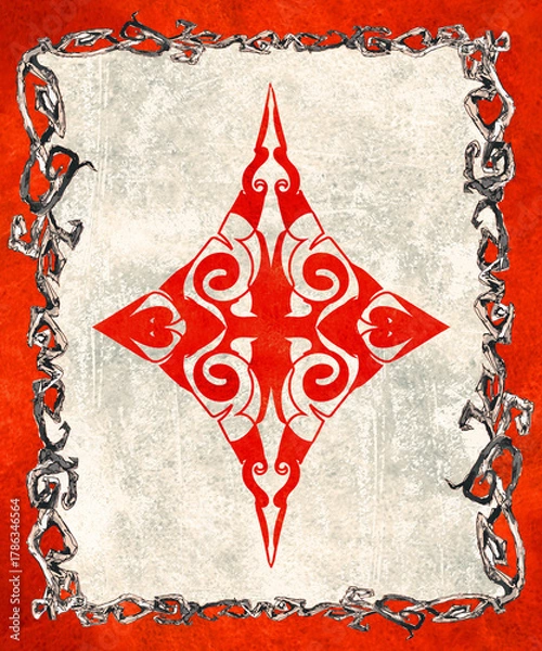 Obraz Playing Cards decorative suits on grunge background