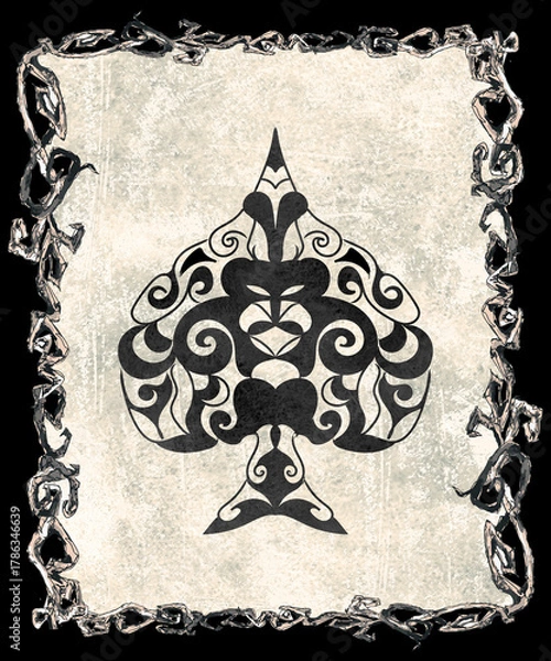 Fototapeta Playing Cards decorative suits on grunge background
