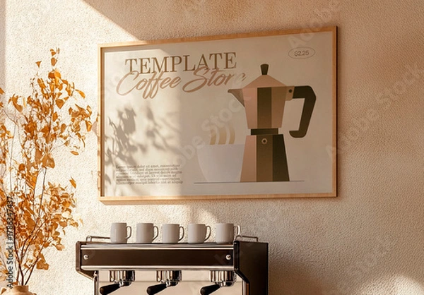 Fototapeta Coffee Framed Poster Mockup