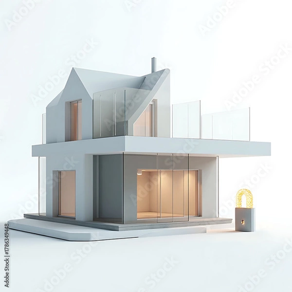 Fototapeta Modern home with secure lock, bright and minimalist