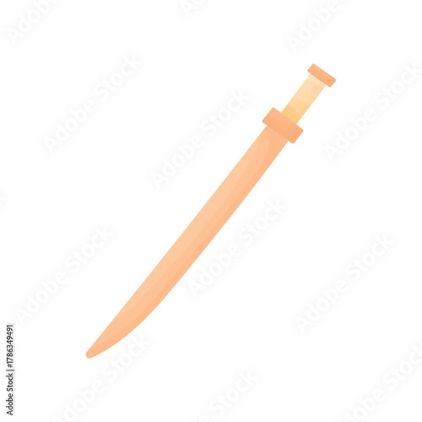 Obraz Wooden sword for training on a white background. Cartoon sword. Sword for children. Safe weapon.