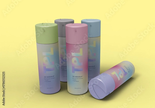 Fototapeta 3D Illustration Spray Can Mockup Set