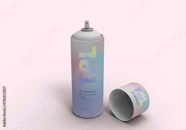 Fototapeta 3D Illustration Open Cap Aerosol Bottle Mockup