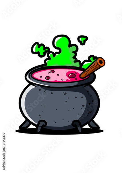 Fototapeta Illustration of a pot with magic potion