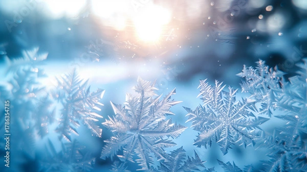 Fototapeta Frost patterns on glass window