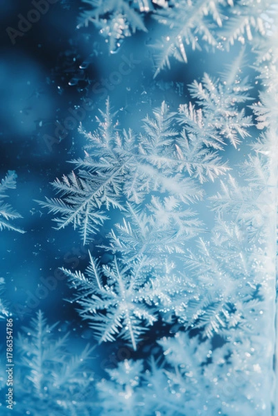 Fototapeta Frost patterns on glass window