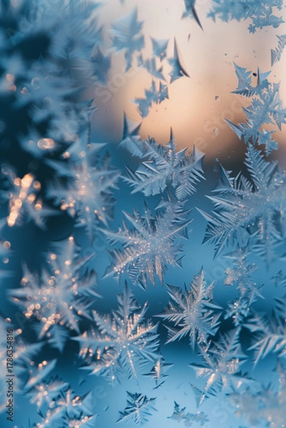 Fototapeta Frost patterns on glass window