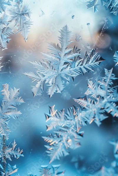 Fototapeta Frost patterns on glass window