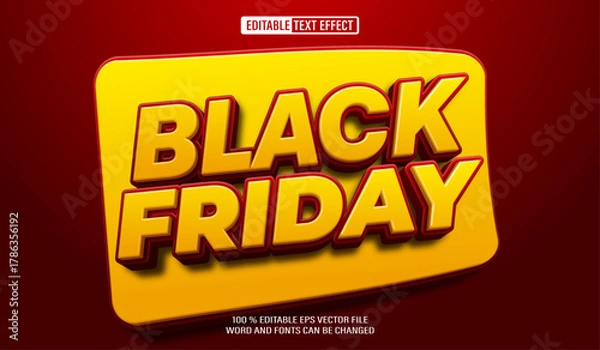 Obraz Editable 3d text style effect - Black Friday text effect Template