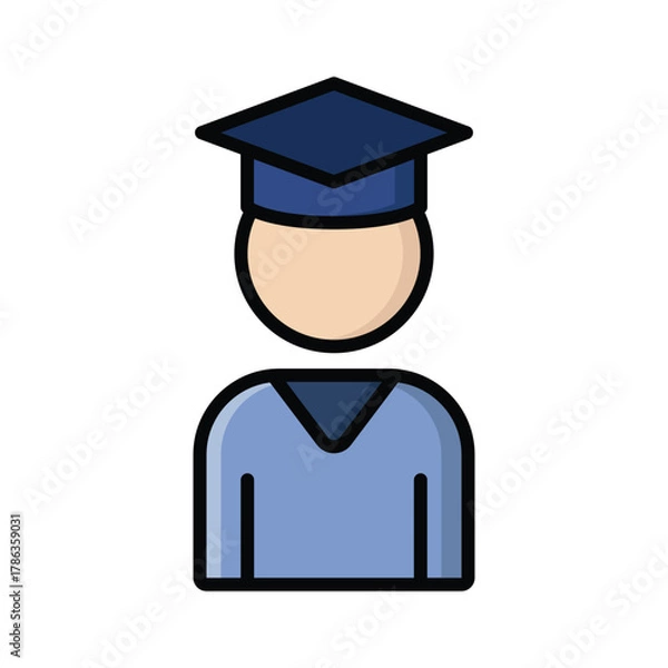 Obraz Graduation Person Colored Outline Illustration Icon Vector for Education and Ceremony Design