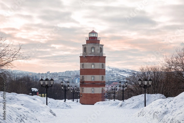 Fototapeta Llighthouse tower in Murmansk
