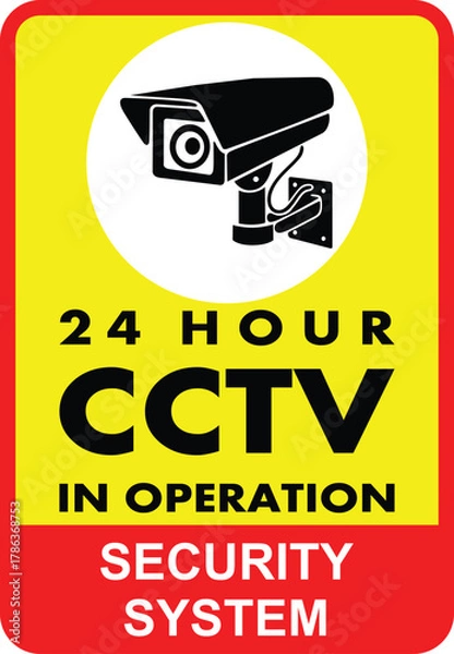 Fototapeta CCTV camera icons vector drawing, security system 24x7 hour, CCTV camera icons vector for home, office, shop, road, mall, factory, 24 hour CCTV surveillance, CCTV in operation.