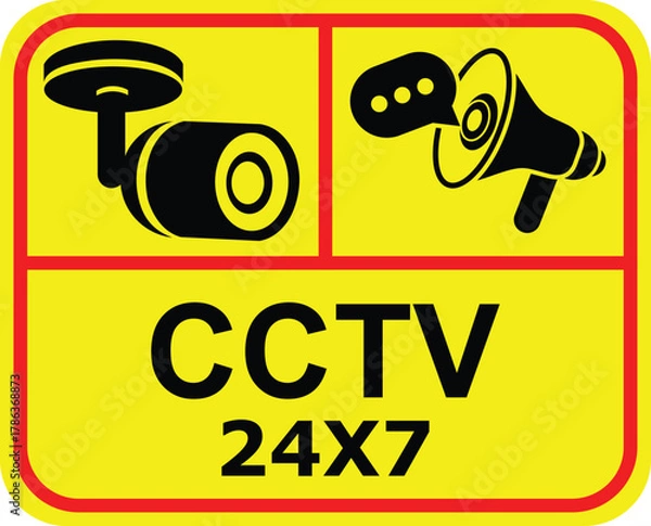 Fototapeta CCTV camera icons vector drawing, security system 24x7 hour, CCTV camera icons vector for home, office, shop, road, mall, factory, 24 hour CCTV surveillance, CCTV in operation.