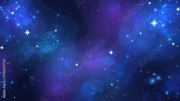 Fototapeta キラキラ輝く宇宙の星の背景イラスト_16:9