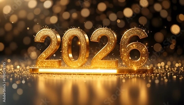 Obraz "Golden 2026 Loading Bar with Sparkling Lights – Anticipation for the New Year Celebration"