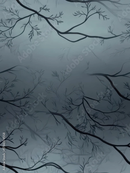 Fototapeta Seamless pattern of a dark winter forest in muted colors