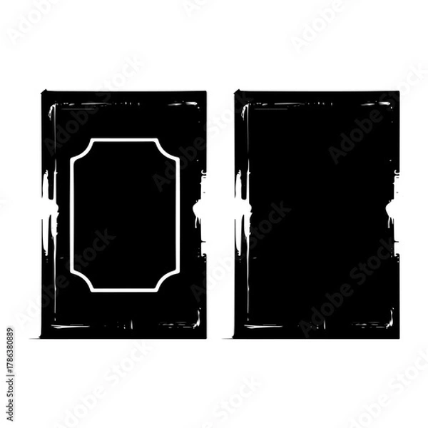 Fototapeta Creative black and white design featuring empty frames on a plain background for artistic decoration