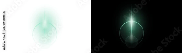 Fototapeta PNG image of Green light swirl, winter snow vortex, magic trail overlay. PNG for transparent design, adding dynamic, magical, Christmas energy effect.