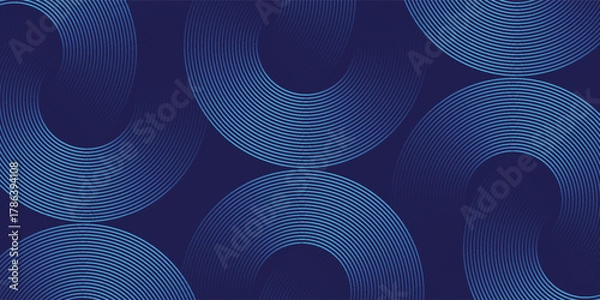 Fototapeta Abstract blue background with blue glowing diagonal geometric lines. Modern shiny blue rounded rectangle lines pattern. Minimalist graphic design. Futuristic technology concept. Eps10