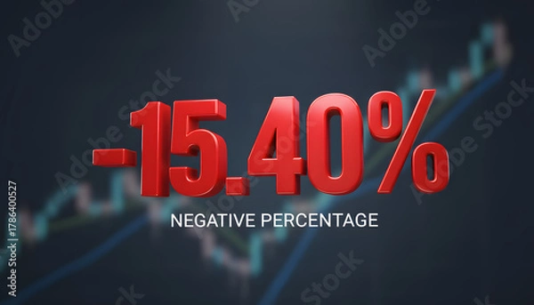 Fototapeta Dramatic red negative fifteen percent impacts financial charts visually