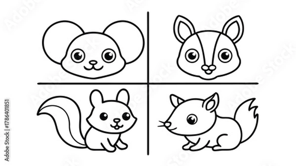 Fototapeta set of funny cartoon animals