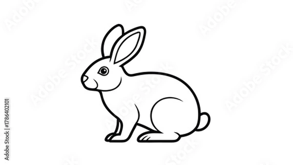 Obraz Rabbit icon. Black and white minimal vector illustration