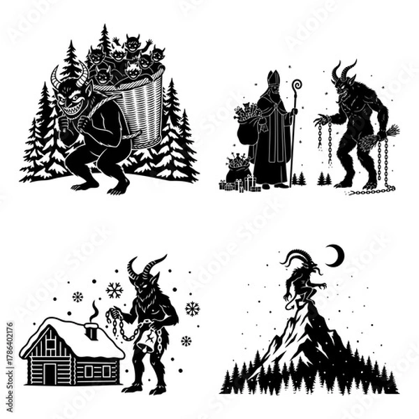Obraz Krampus Maskmaking Tools Woodcarving Workshop Vector