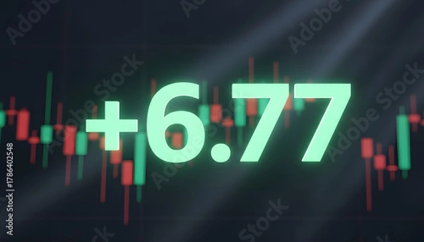 Fototapeta Dynamic financial growth displayed with glowing numbers and stock charts