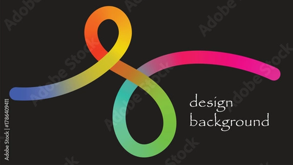 Obraz Vibrant gradient tube with swirling abstract shape on black