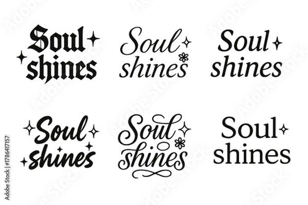 Fototapeta Soul Shines Calligraphy. Soul shines. Create a calligraphy lettering illustration of the phrase: Soul shines.