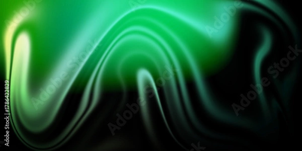 Fototapeta Ethereal glowing green liquid smoke abstract background design.