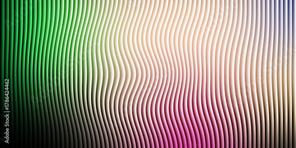Fototapeta Modern abstract background with vibrant green and pink gradient wavy lines creating a dynamic texture.