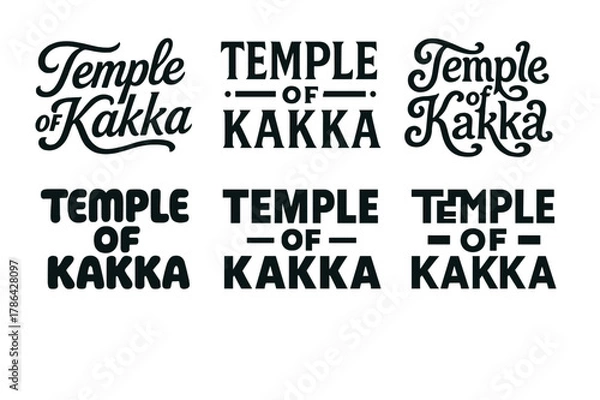 Fototapeta Temple Lettering Variations. Temple of Kakka. Set lettering. harmonious lettering variations of the same emblematic concept, each with different artistic