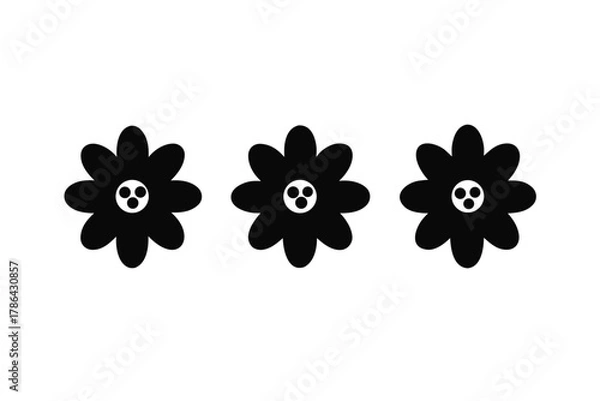 Fototapeta Elegant floral vector illustration of spring flowers and a butterfly on a black background for a beautiful summer pattern design