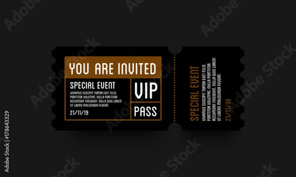 Obraz VIP Entry Pass Ticket Stub Design Template