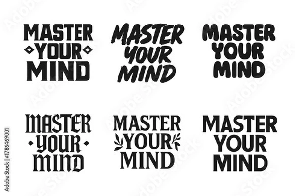 Obraz Harmonious Lettering Grid. Master your mind. Set lettering. harmonious lettering variations of the same emblematic concept, each with different artistic