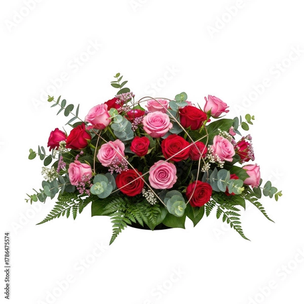Obraz Red and pink roses isolated on transparent background
