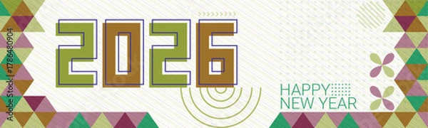 Fototapeta Modern Geometric Happy New Year 2026 Abstract Design