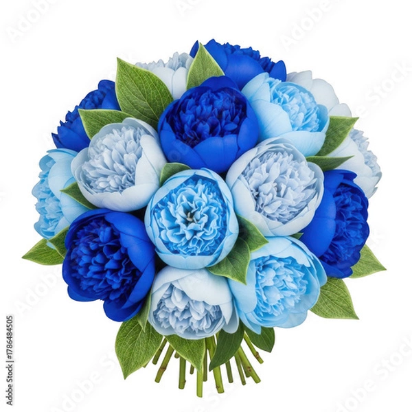 Obraz Blue and white peonies isolated on transparent background