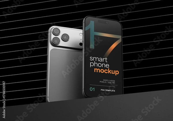 Fototapeta Dark Smartphone Mockup for App UI Designs
