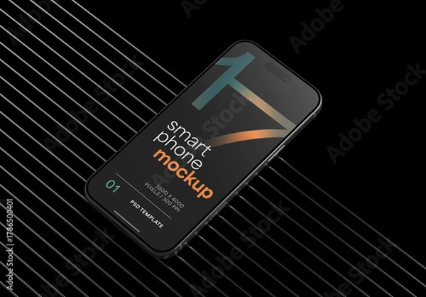 Fototapeta Dark Smartphone Mockup for App UI Designs