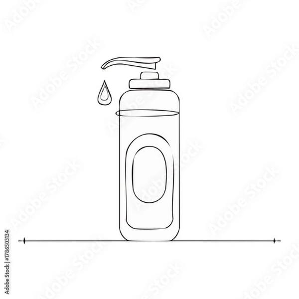 Fototapeta Hand sanitizer bottle with dispensing pump and falling drop illustration