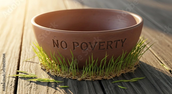 Fototapeta End poverty now with fresh growth and an empty bowl
