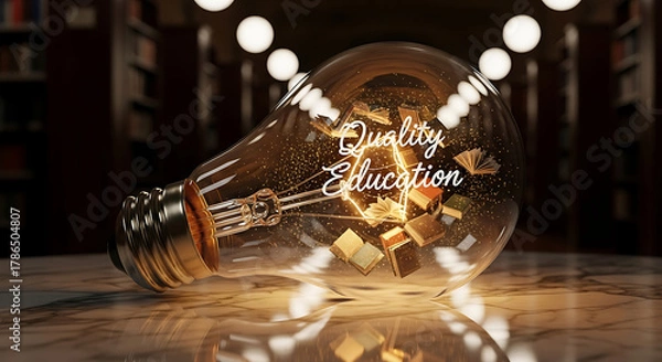 Fototapeta Sparking knowledge within a lightbulb of learning