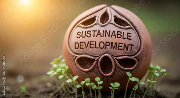 Fototapeta Sustainable Development concept with new growth, eco-friendly future
