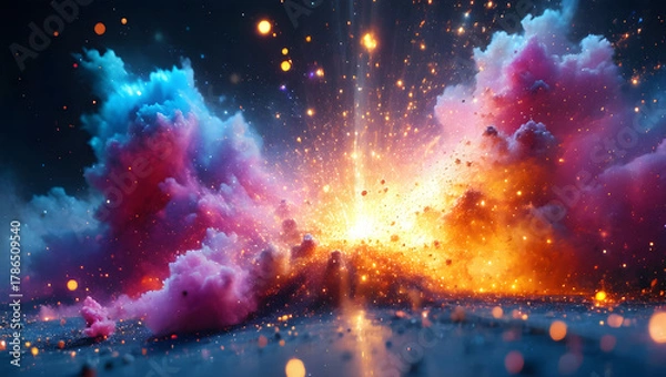 Obraz Explosive Cosmic Fireworks