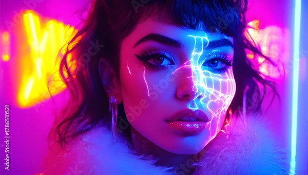 Obraz Skin Art with Pink Light Effect