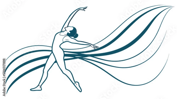 Obraz A stylized illustration of a dancer in motion, with flowing lines suggesting movement and grace.