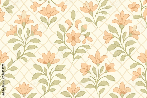 Obraz Vector symmetry illustration floral elegance background mesh interconnected pattern woven geometric motifs